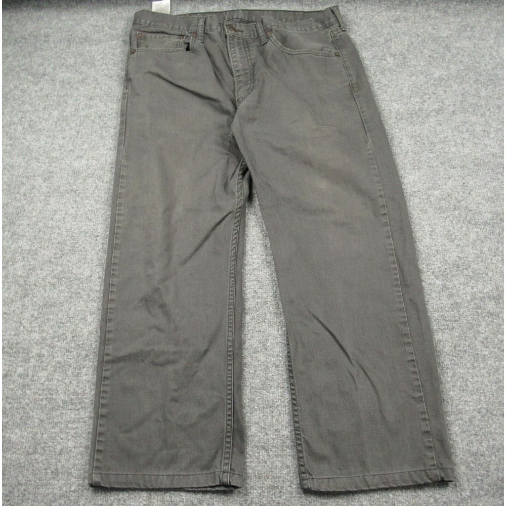 Levis 505 Jeans Mens 38x27 Gray Regular Fit Straight Leg Denim White‎ Tab